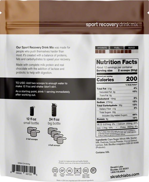 Skratch Labs Recovery Sport Drink Mix - Chocolate, 12-Serving Resealable Pouch