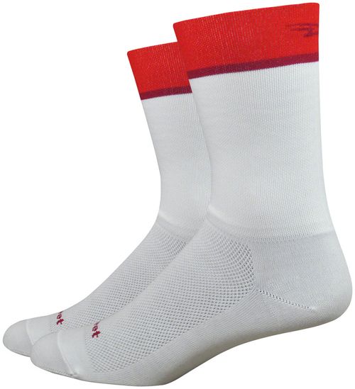 DeFeet Aireator Team Socks - 6", White/Red, Small