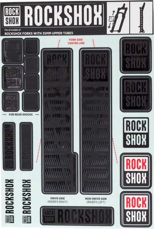 RockShox Decal Kit, 35mm, Stealth Black