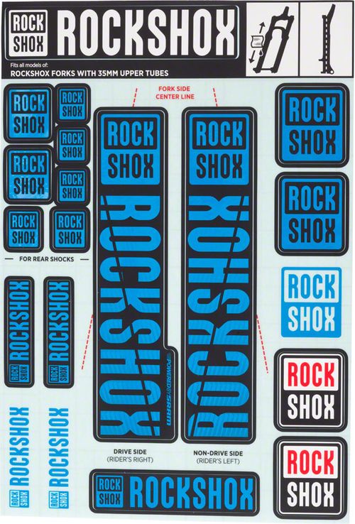 RockShox Decal Kit, 35mm, Blue
