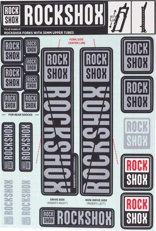 RockShox Decal Kit, 35mm, Gray