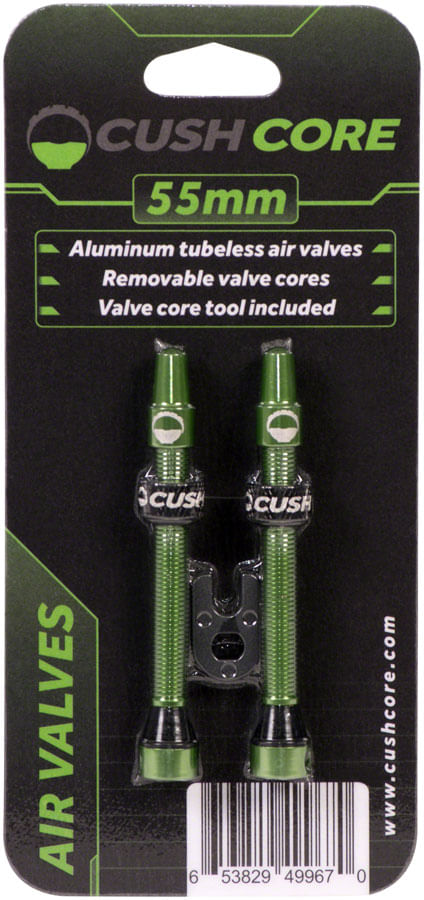 CushCore Tubeless Presta Valve Set - 55mm, Green