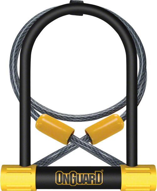 OnGuard BullDog Series U-Lock - 4.5 x 9", Keyed, Black, Includes 4' cable and bracket