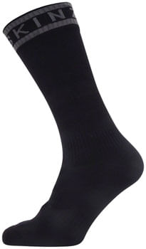 Sealskinz Waterproof Warm Weather Mid Length Sock with Hydrostop - 5 inch, Black/Grey, X-Large