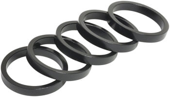 Wheels Manufacturing Aluminum Headset Spacer - 1-1/8", 5mm, Black, 5-pack
