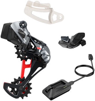SRAM-X01-Eagle-AXS-Upgrade-Kit---Rear-Derailleur-for-52t-Max-Battery-Eagle-AXS-Rocker-Paddle-Controller-with-Clamp-Charger-Cord-Red-KT5003
