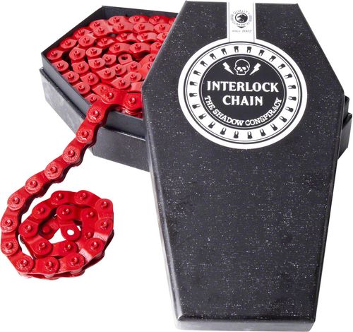 The Shadow Conspiracy Interlock V2 Chain - Single Speed 1/2" x 1/8", 98 Links, Half Link Chain, Red