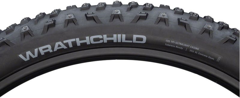 45NRTH-Wrathchild-Tire---29-x-26-Tubeless-Folding-Black-120tpi-252-XL-Concave-Carbide-Aluminum-Studs-TR4662-5
