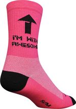 SockGuy-Crew-I-m-With-Awesome-Socks---6-inch-Pink-Large-X-Large-SK0551