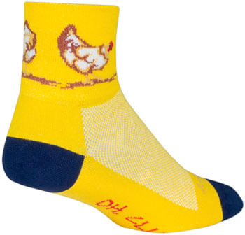 SockGuy Cluck Classic Socks - 3 inch, Yellow/Blue, Small/Medium