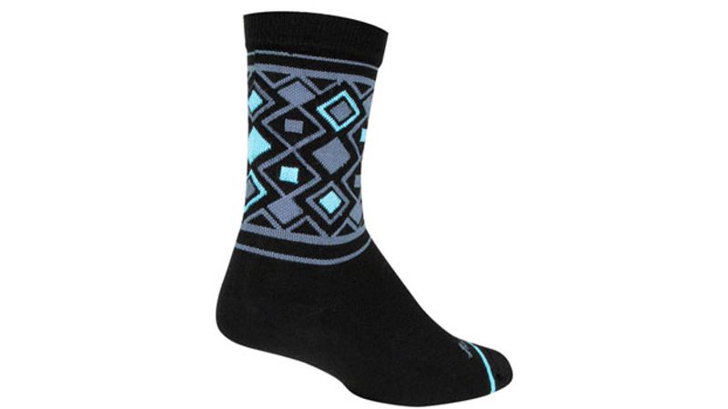SockGuy Diamond Crew Socks Black/Gray/Blue Large/X-Large 6 inch 