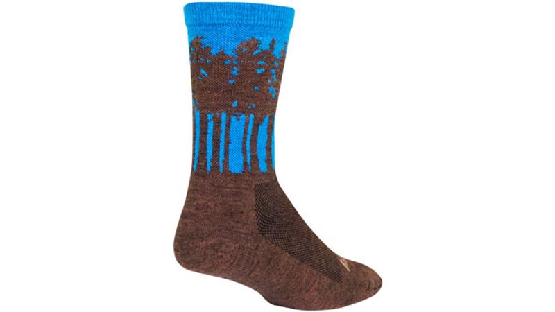 Large/X-Large Brown/Blue 6 inch SockGuy Treeline Wool Socks 