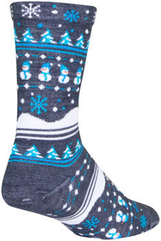 SockGuy Winter Sweater Wool Socks - 6", Blue/Gray/White, Small/Medium