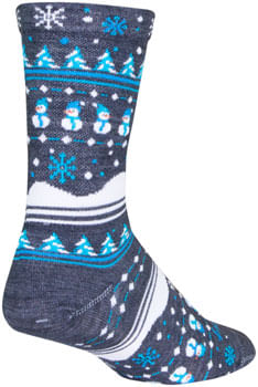 SockGuy Winter Sweater Wool Socks - 6 inch, Blue/Gray/White, Small/Medium
