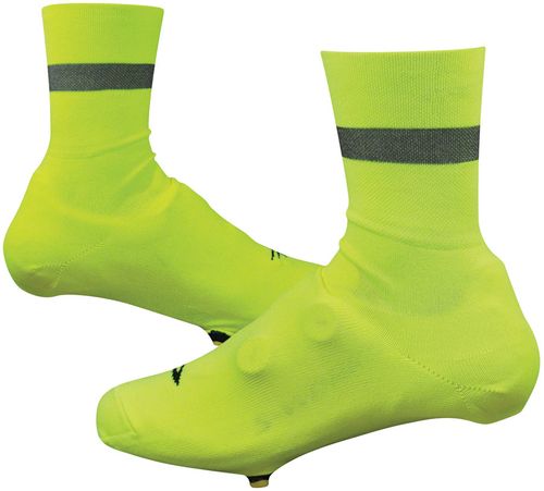 Defeet Slipstream D-Logo Reflective Shoe Covers - 4 inch, Hi-Vis Yellow/Black, Large/X-Large
