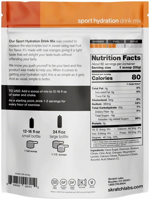 Skratch Labs Sport Hydration Drink Mix: Orange, 60-Serving Resealable Pouch