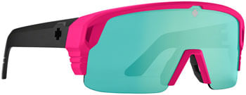 SPY+ Monolith 50/50 Sunglasses - Matte Neon Pink, Happy Bronze with Light Green Spectra Mirror Lenses