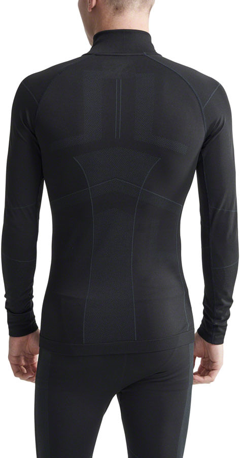 Craft Active Intensity Zip Neck Long Sleeve Top - Black/Asphalt, Men's, Large