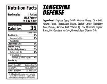 Honey Stinger Rapid Hydration Drink Mix - Recover, Tangerine Defense, Bag of 24