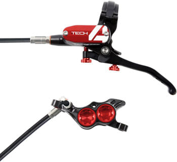 Hope-Tech-4-E4-Disc-Brake-and-Lever-Set---Front-Hydraulic-Post-Mount-Red