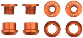 Wolf Tooth 1x Chainring Bolt Set - 6mm, Dual Hex Fittings, Set/4, Orange