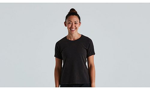 TRAIL SUPIMA MINERAL WASH JERSEY SS WMN BLK XXL
