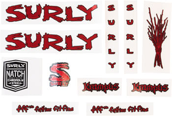 Surly Krampus Frame Decal Set - Metallic Red, with Sticks