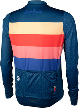 Salsa Team Polytone Men's Long Sleeve Jersey - Dark Blue, w/ Stripes, X-Large