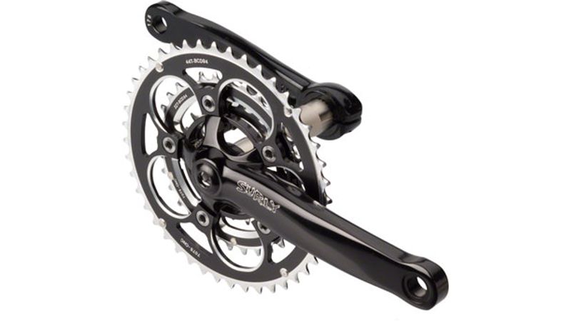 Surly Mr. Whirly Crankset For Pugsley or Mukluk 175mm 9 Speed 44 32 22t 94 58 BCD Surly Mr. Whirly Spindle Interface Black