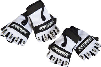 Strider Fingerless Riding Gloves - White/Black, Full Finger, Youth, Large