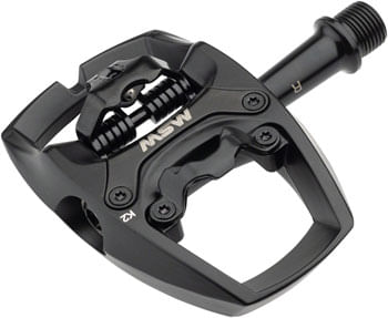 MSW Flip II Pedals - Single Side Clipless with Platform, Aluminum, 9/16", Black