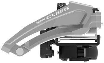 Shimano CUES FD-U4010-L Front Derailleur - 9-Speed, Double, Top-Swing, Low Clamp Mount, 46t Max, Black/Silver