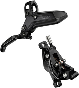 SRAM Level Silver Stealth Disc Brake and Lever - Front, Post Mount, 4-Piston, Aluminum Lever, SS Hardware, Black, C1