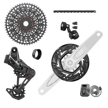 SRAM X0 Eagle T-Type Ebike AXS Groupset - 104BCD 34T, Derailleur, Shifter, 10-52t Cassette, Clip-On Guard, Arms not included