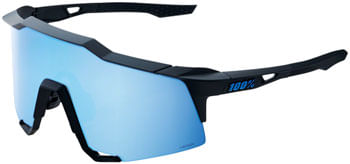 100% Speedcraft Sunglasses - Matte Black, HiPER Blue Multilayer Mirror Lens