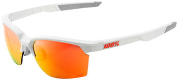 100% Sportcoupe Sunglasses - Soft Tact White, HiPER Red Multilayer Mirror Lens