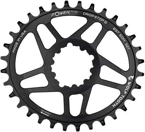 Wolf Tooth Elliptical Direct Mount Chainring - 32t, SRAM Direct Mount, Drop-Stop B, For SRAM 3-Bolt Boost Cranksets, 3mm Offset, Black