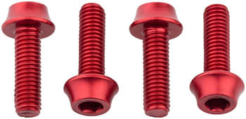Wolf Tooth Water Bottle Cage Bolts - Set/4, Aluminum, Red