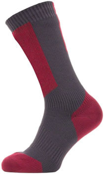 SealSkinz Runton Waterproof Mid Socks - Gray/Red/White, X-Large