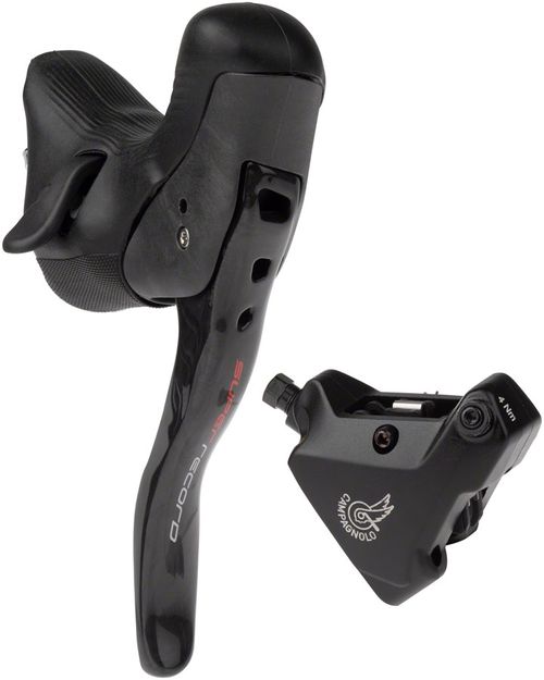 Campagnolo Super Record Ergopower EPS Hydraulic Brake/Shift Lever and Disc Caliper - Left/Front, 12-Speed, 140mm Flat Mount Caliper, Black