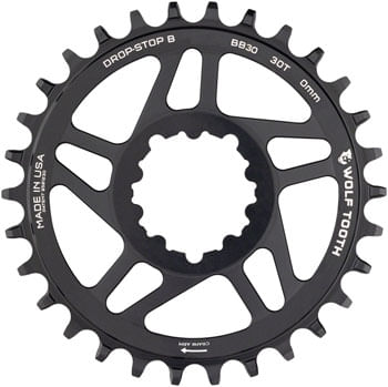 Wolf Tooth Direct Mount Chainring - 30t, SRAM Direct Mount, Drop-Stop B, For BB30 Short Spindle Cranksets, 0mm Offset, Black