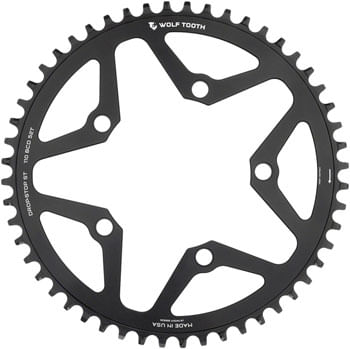 Wolf Tooth 110 BCD Gravel, CX and Road Chainring - 50t, 110 BCD, 5-Bolt, Drop-Stop ST, For Shimano HG+ and KMC 12-Speed Chains, Black