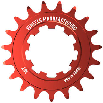 Wheels Manufacturing SOLO-SPEED Cog - 19t, Fits SOLO-SPLINE and SOLO-XD kits, Red