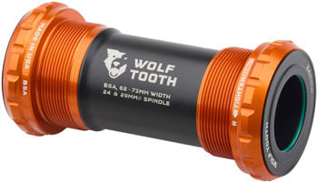 Wolf Tooth Bottom Bracket - English (BSA), 68/73mm, For 24mm Spindle, Orange