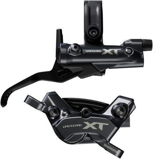 Shimano Deore XT BR-M8220 Disc Brake and BL-M8200 Lever - Right/Rear, Post Mount, 4-Piston Caliper, SM-BH90-SBM Hose, Fin Metal Pads, Black