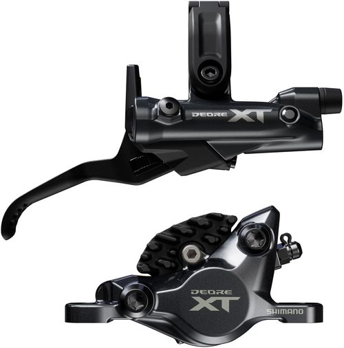 Shimano Deore XT M8200 Disc Brake and Lever - Right/Rear, Post Mount, 2-Piston Caliper, SM-BH90-SBM Hose, Fin Metal Pads, Black