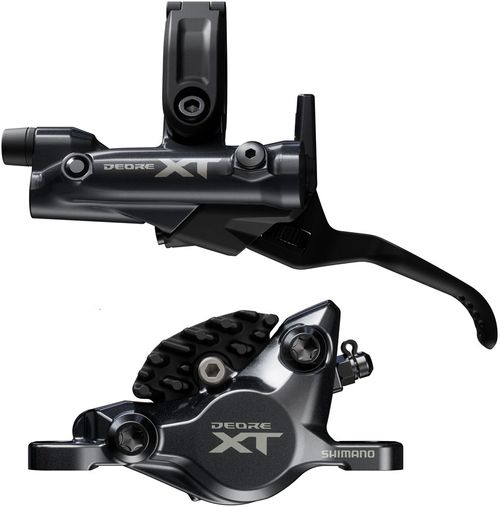 Shimano Deore XT M8200 Disc Brake and Lever - Left/Front, Post Mount, 2-Piston Caliper, SM-BH90-SBM Hose, Fin Metal Pads, Black