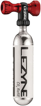 Lezyne Control Drive C0-2 Inflator, Slip-fit Shcrader/Presta, includes 16g cartridge with Neoprene Sleeve: Red