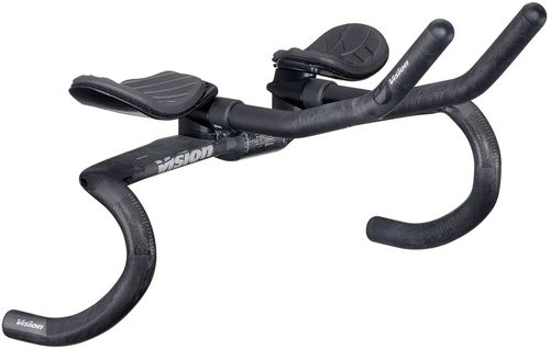 Vision Metron 4D Flat M.A.S. Handlebar with Extensions, 31.8mm Clamp Diameter, 420mm Width, 290mm J-Bend Extensions – Carbon