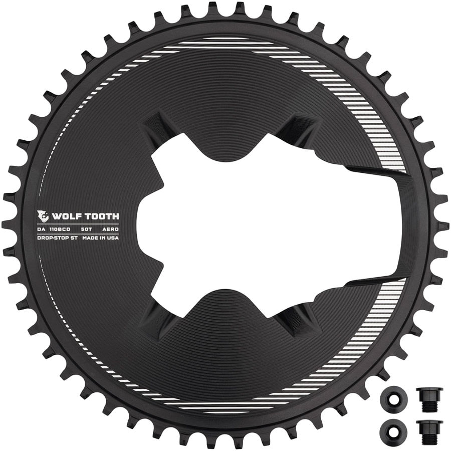 Wolf Tooth Aero Direct Mount 1x Chainring - 50t, 4-Bolt, Drop-Stop